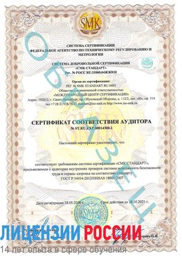 Образец сертификата соответствия аудитора №ST.RU.EXP.00014300-1 Шадринск Сертификат OHSAS 18001